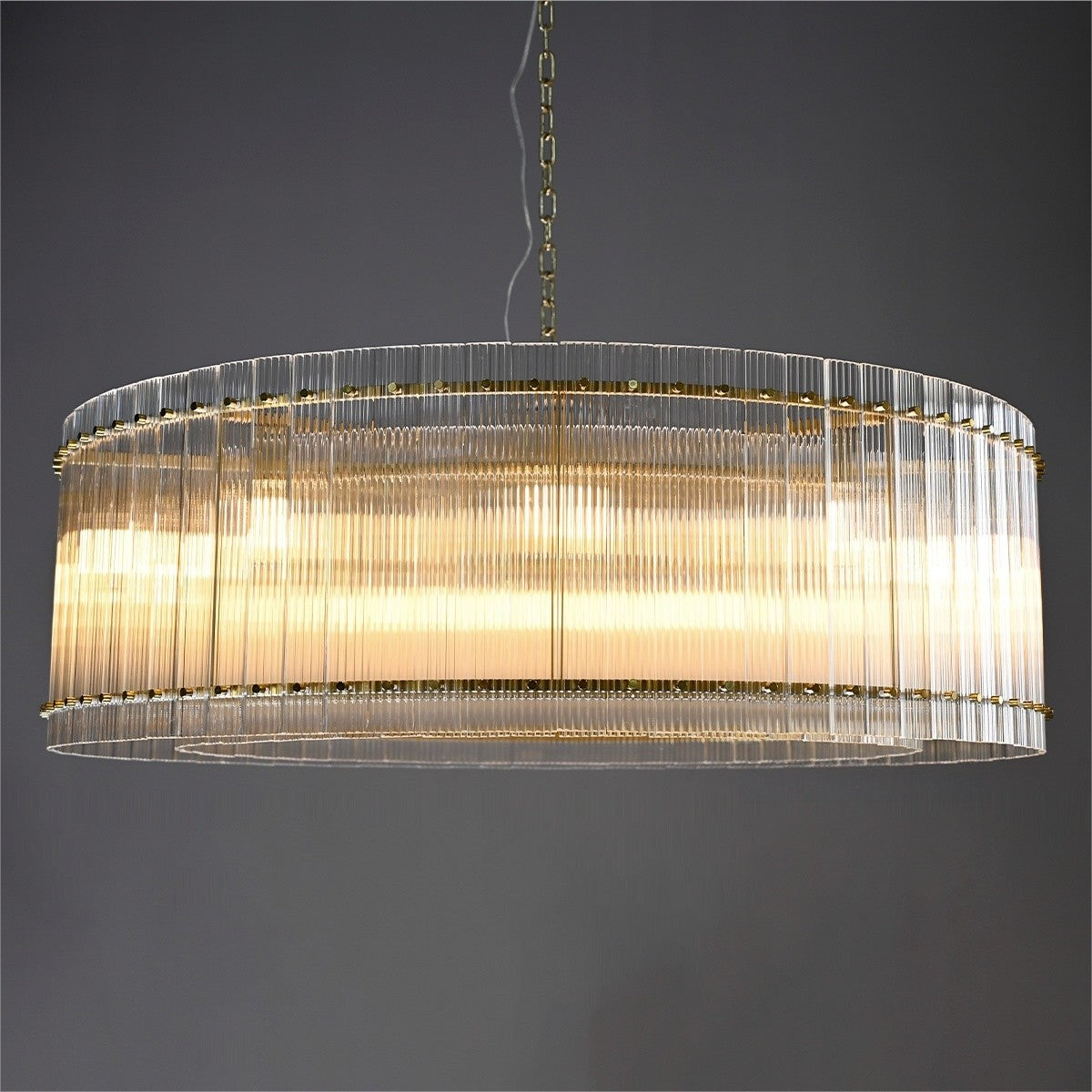 48 Inch Ribbed Glass Round Chandelier - San Marco