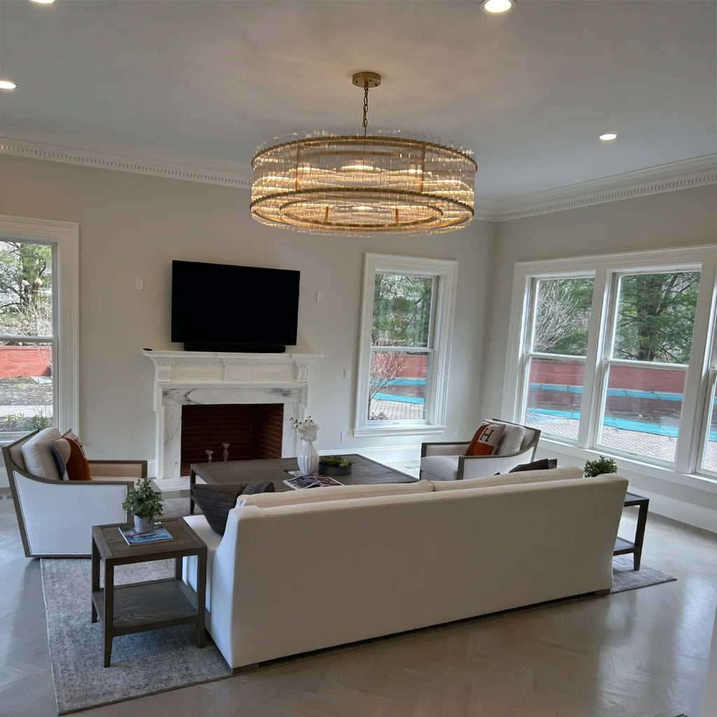 60 Inch Ribbed Glass Round Chandelier - San Marco