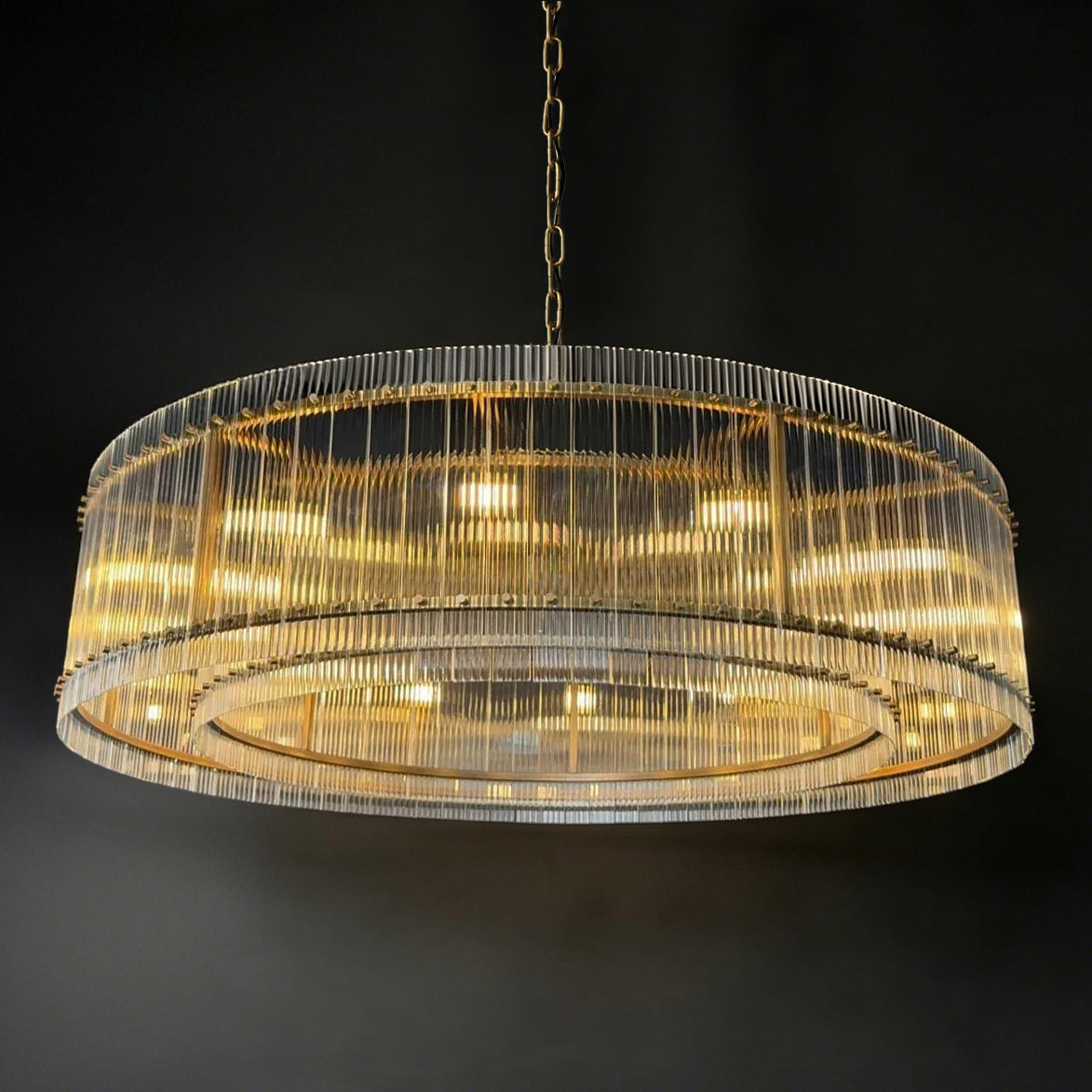 60 Inch Ribbed Glass Round Chandelier - San Marco