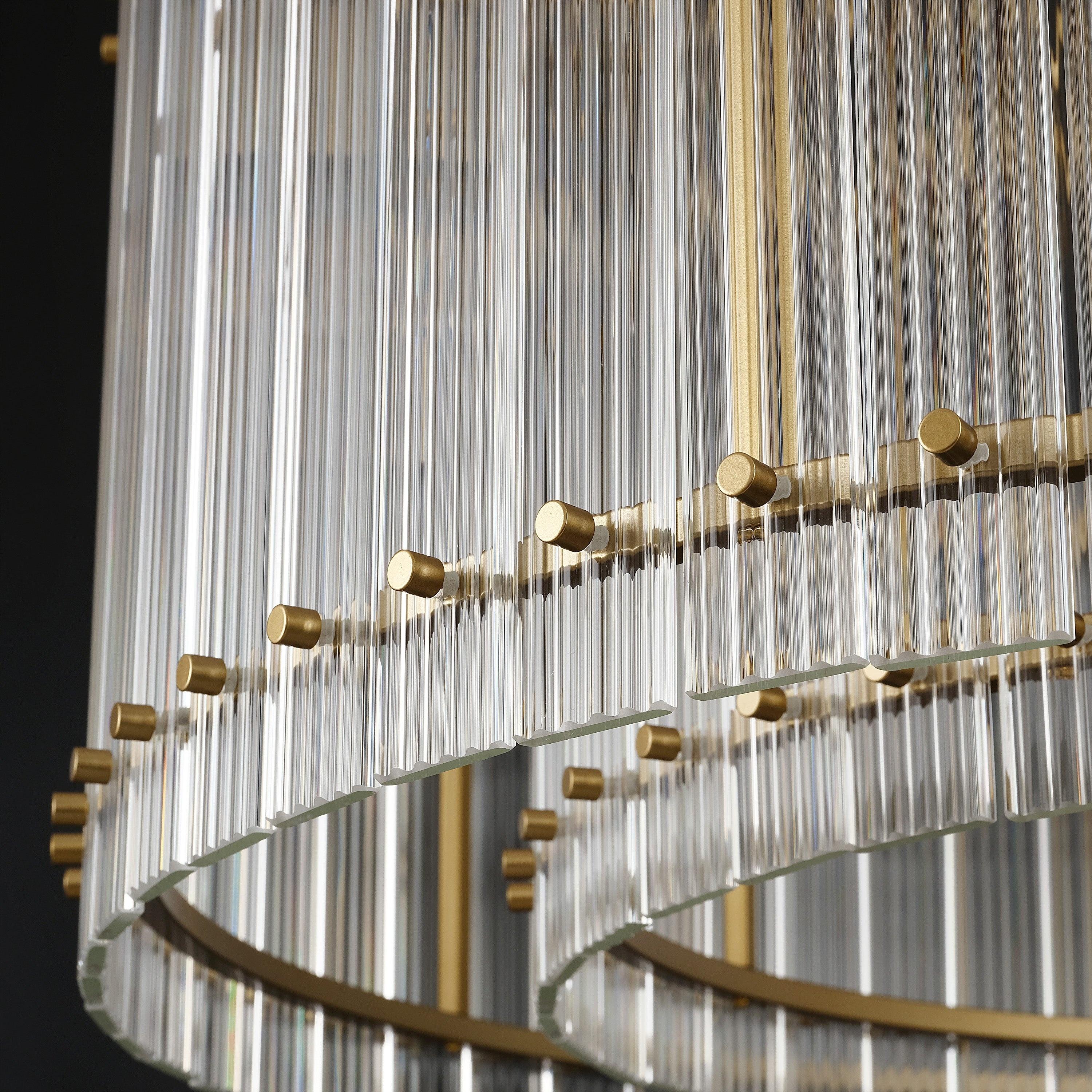 22 Inch Ribbed Glass Round Chandelier - San Marco