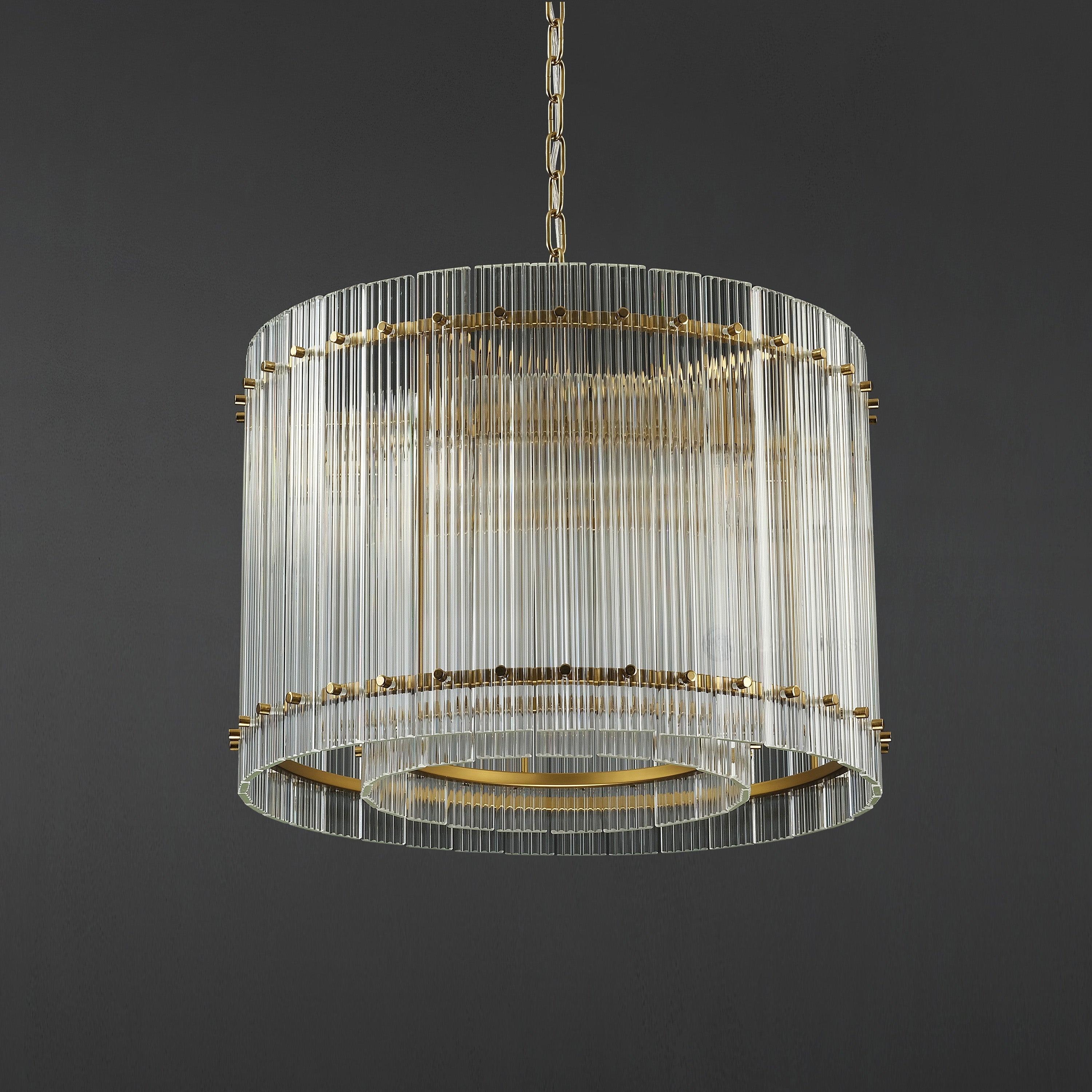 22 Inch Ribbed Glass Round Chandelier - San Marco