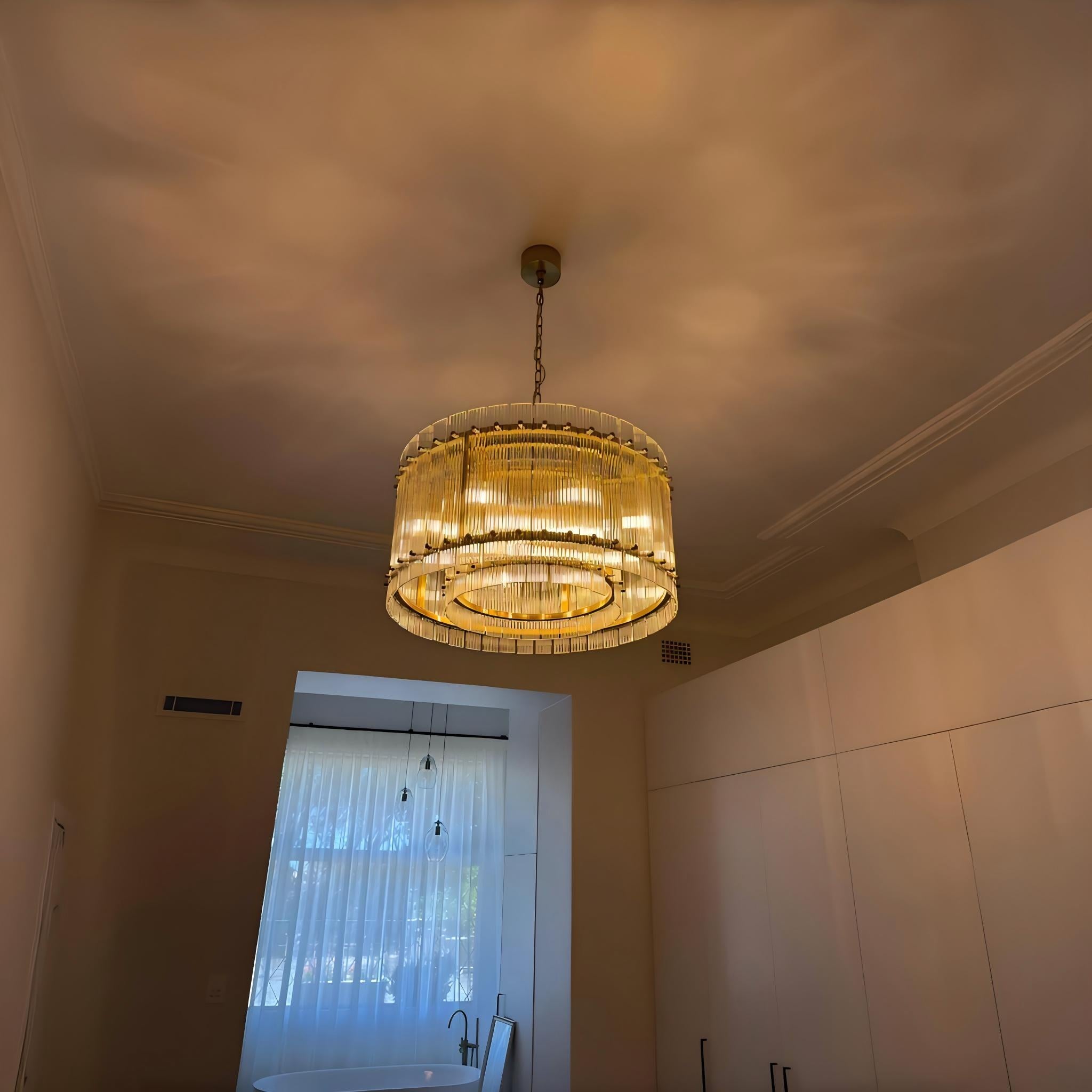 22 Inch Ribbed Glass Round Chandelier - San Marco