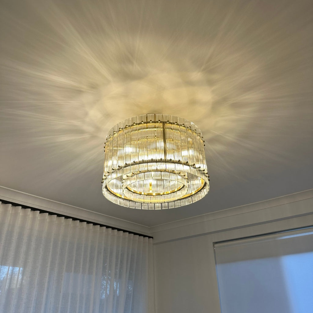 22 Inch Ribbed Glass Round Chandelier - San Marco