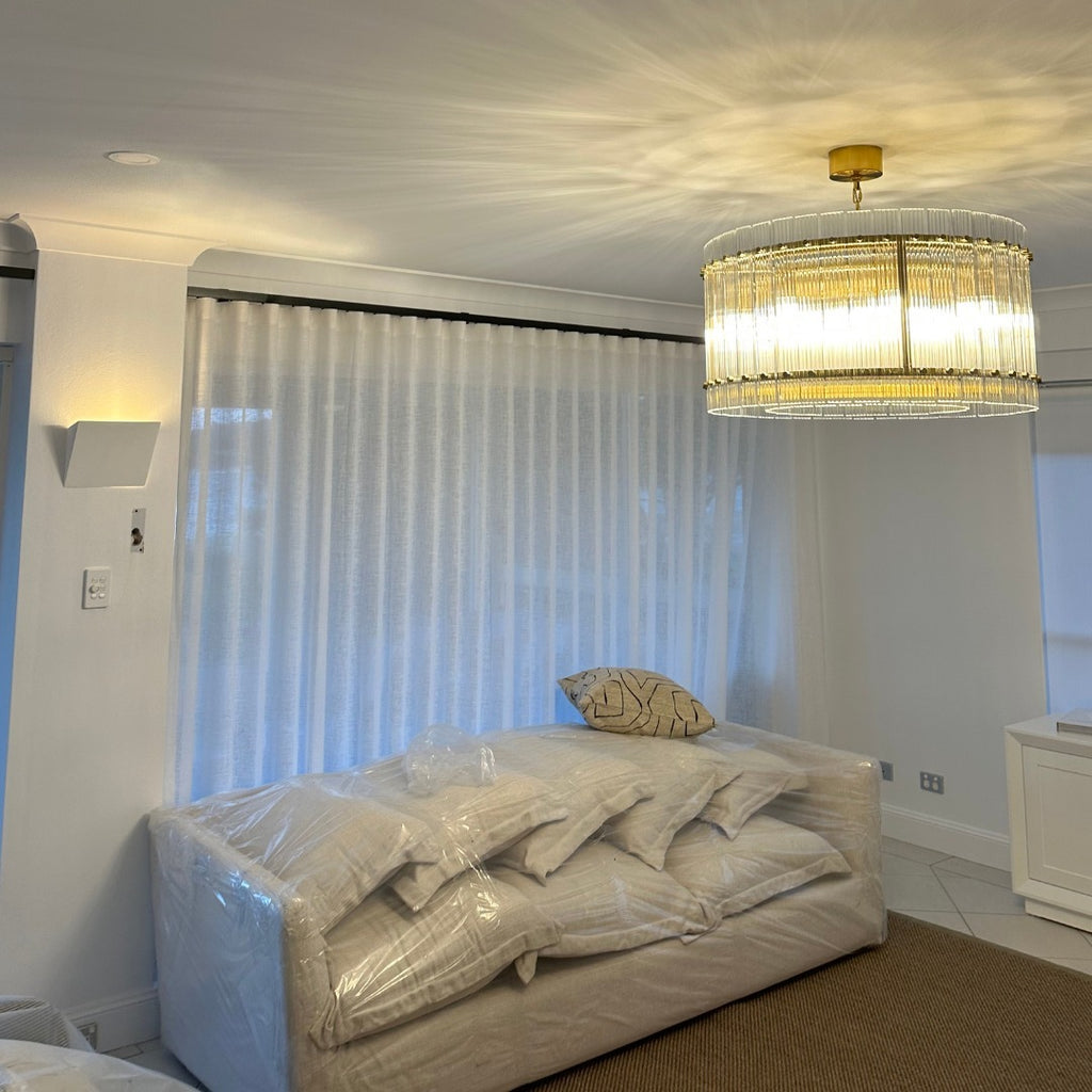 22 Inch Ribbed Glass Round Chandelier - San Marco