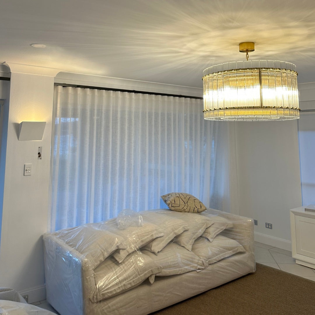 22 Inch Ribbed Glass Round Chandelier - San Marco