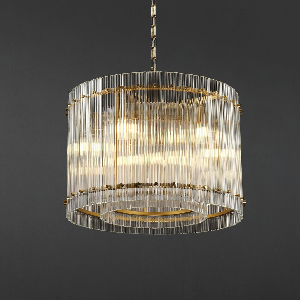 22 Inch Ribbed Glass Round Chandelier - San Marco