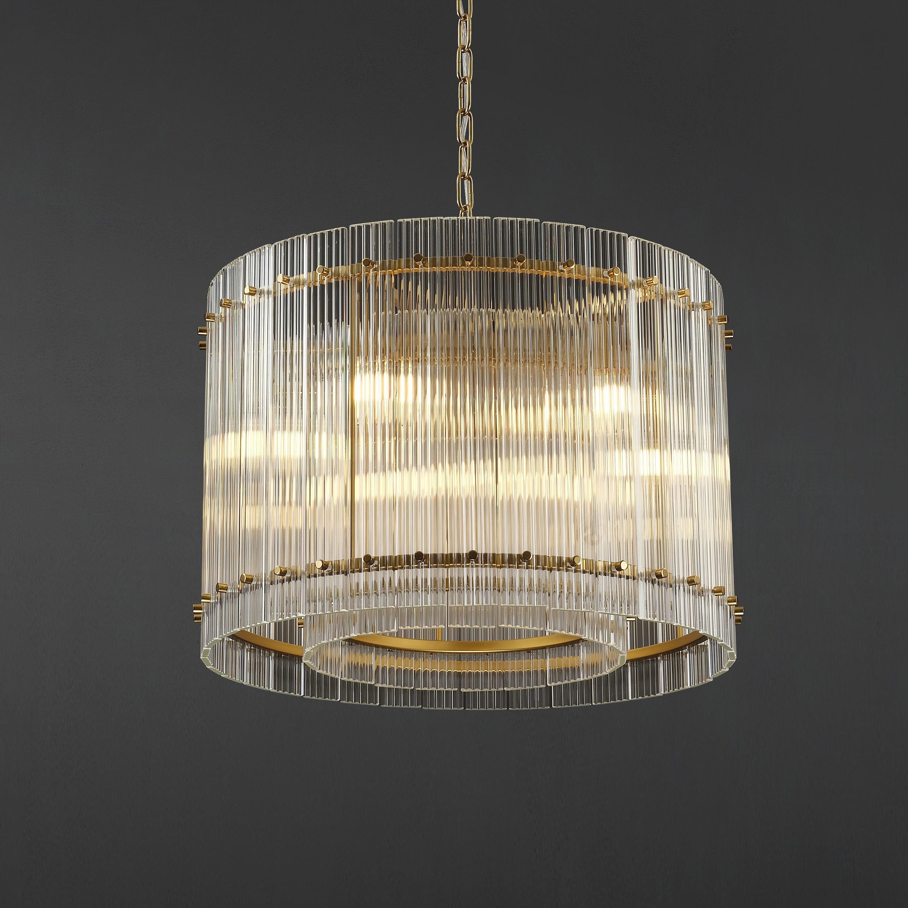 22 Inch Ribbed Glass Round Chandelier - San Marco
