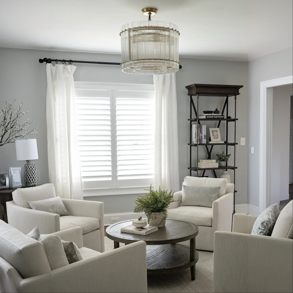 22 Inch Ribbed Glass Round Chandelier - San Marco