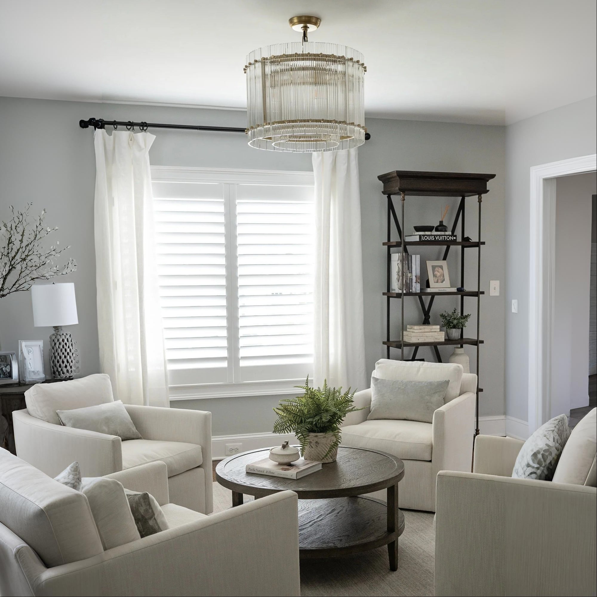 22 Inch Ribbed Glass Round Chandelier - San Marco