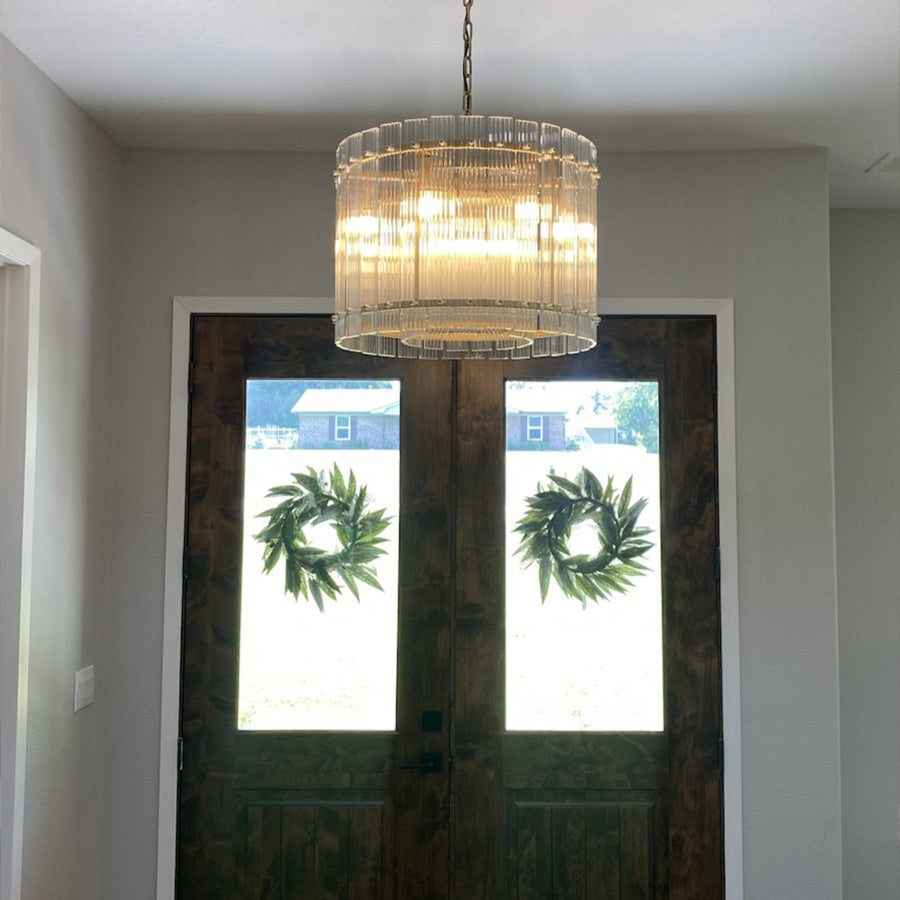 22 Inch Ribbed Glass Round Chandelier - San Marco