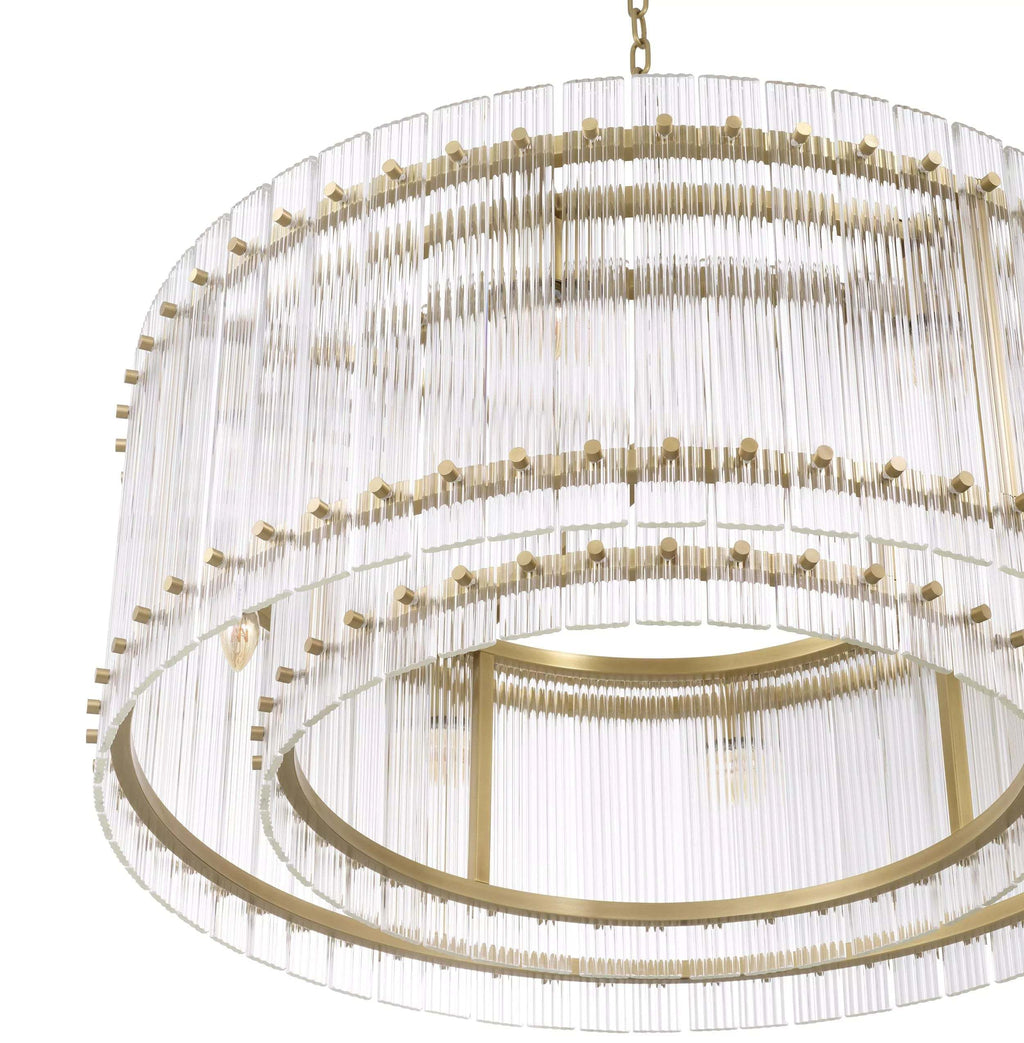 37 Inch Ribbed Glass Round Chandelier - San Marco