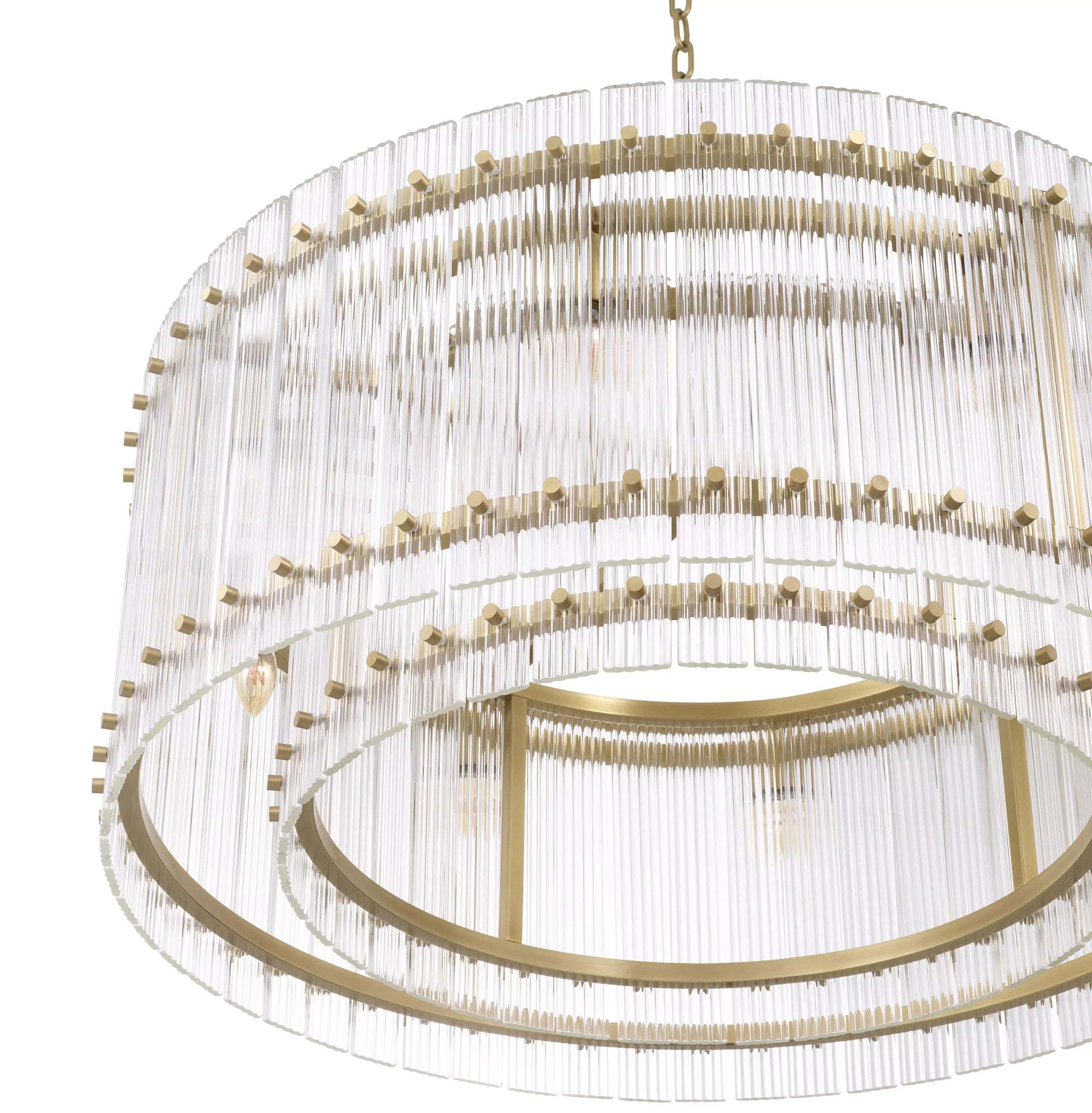 37 Inch Ribbed Glass Round Chandelier - San Marco