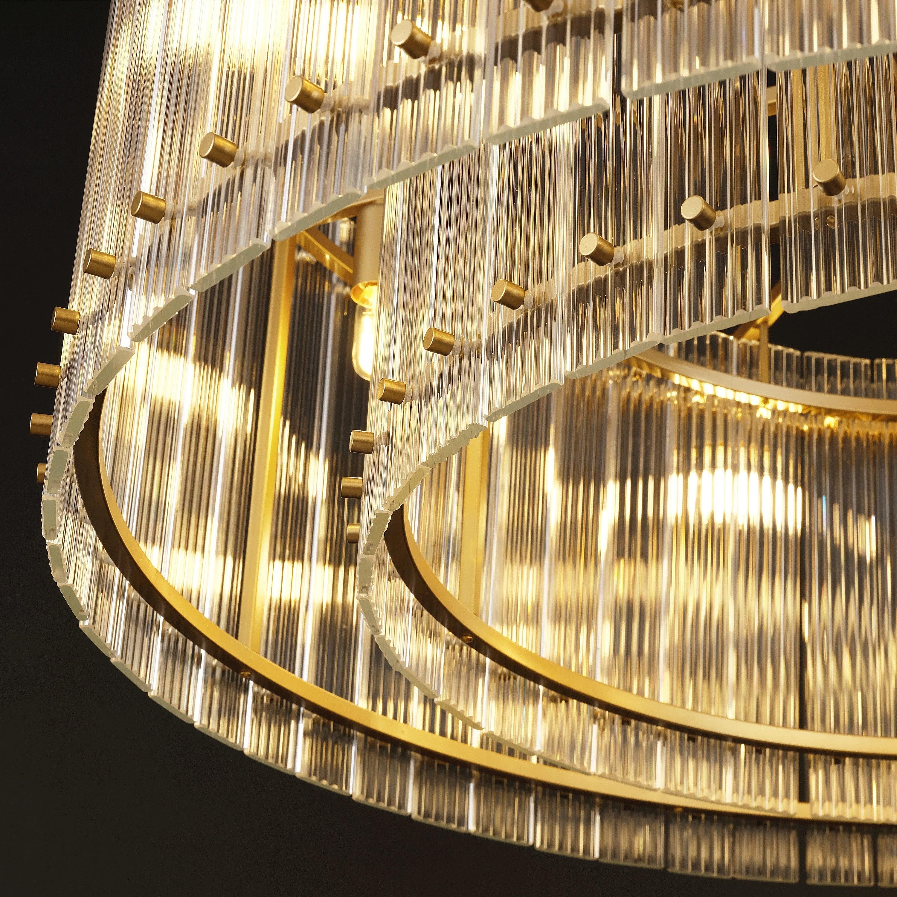 37 Inch Ribbed Glass Round Chandelier - San Marco