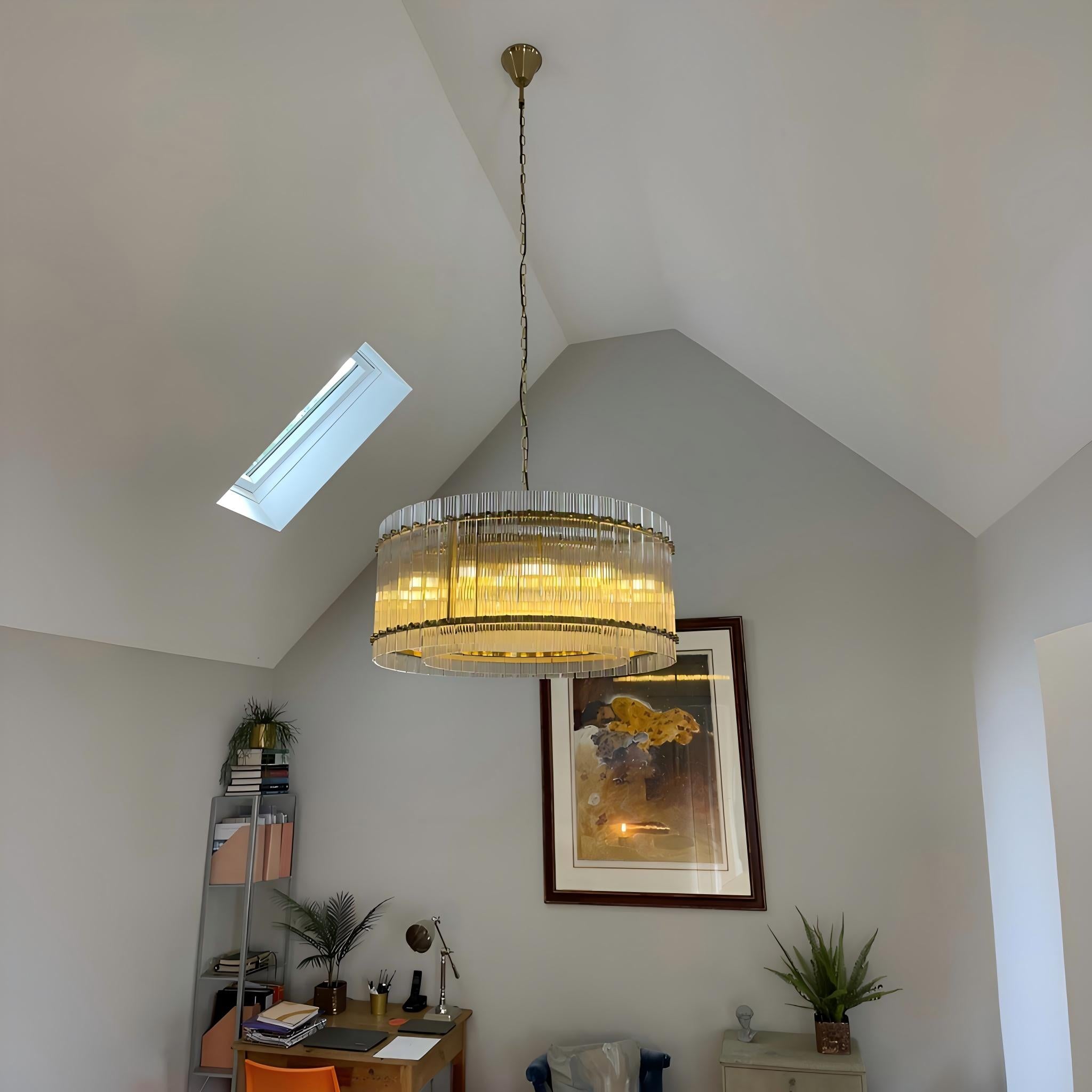 37 Inch Ribbed Glass Round Chandelier - San Marco