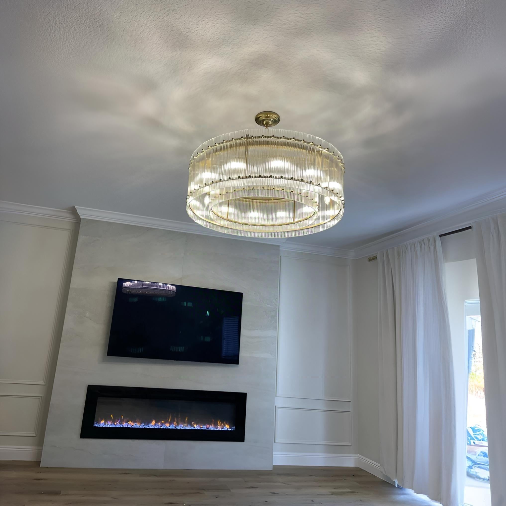 37 Inch Ribbed Glass Round Chandelier - San Marco