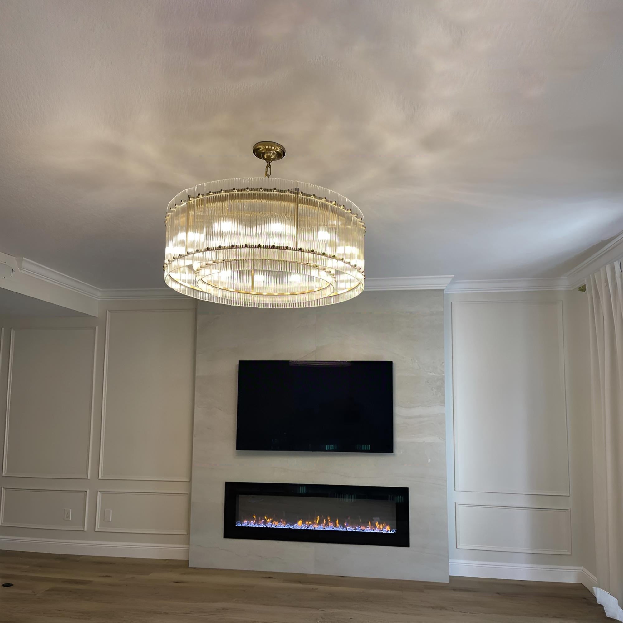 37 Inch Ribbed Glass Round Chandelier - San Marco