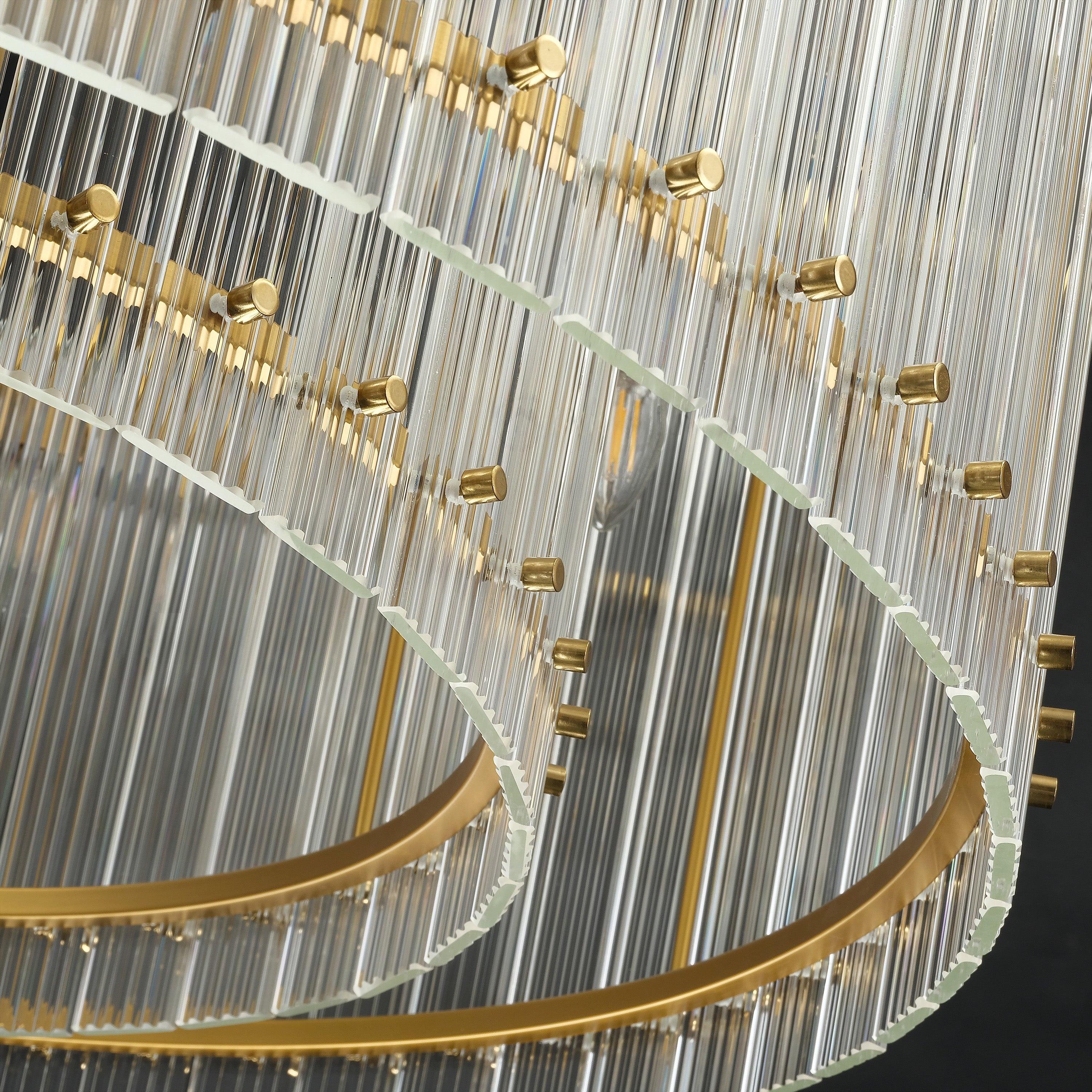 37 Inch Ribbed Glass Round Chandelier - San Marco