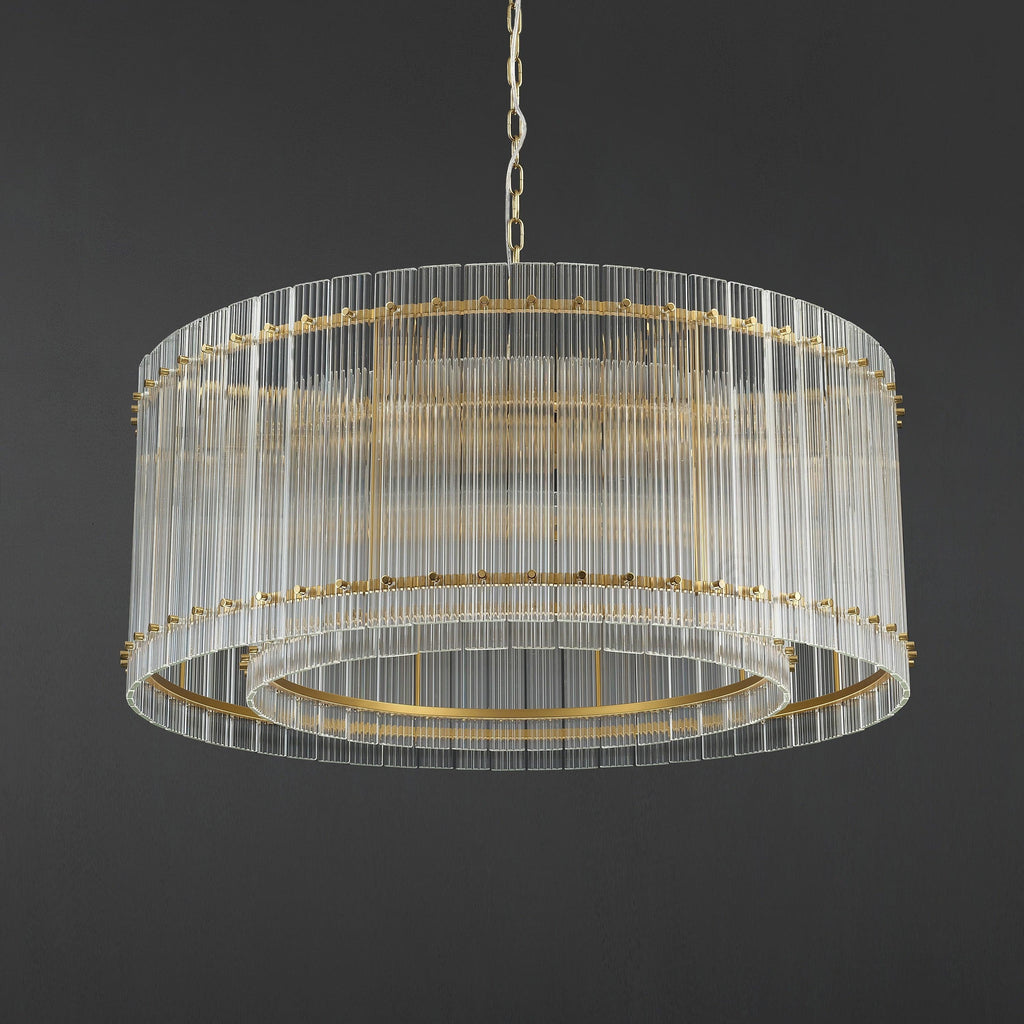 37 Inch Ribbed Glass Round Chandelier - San Marco