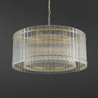 37 Inch Ribbed Glass Round Chandelier - San Marco