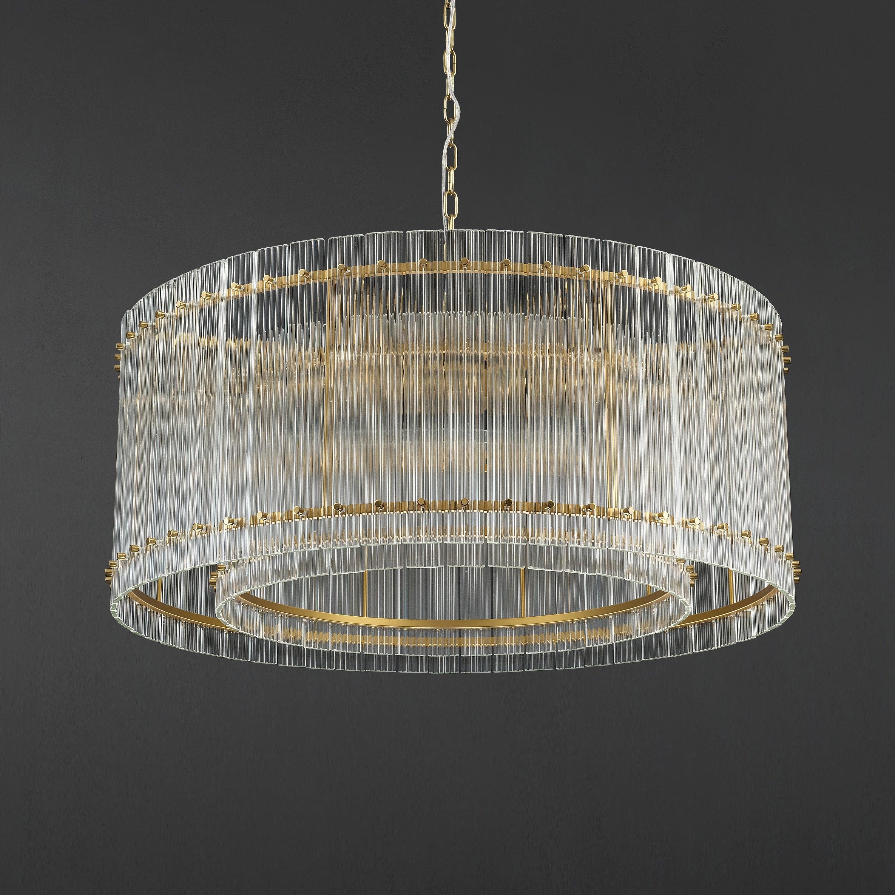 37 Inch Ribbed Glass Round Chandelier - San Marco