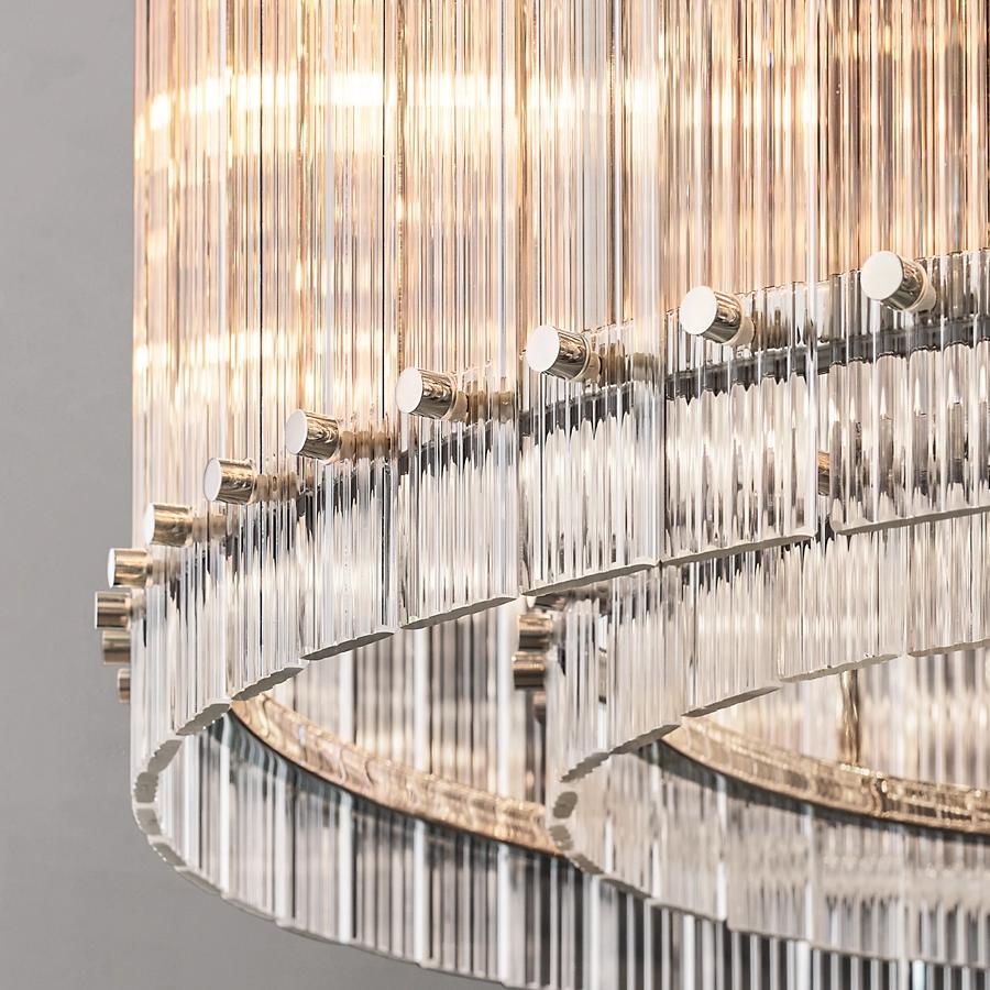 22 Inch Ribbed Glass Round Chandelier - San Marco