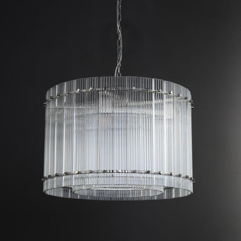 22 Inch Ribbed Glass Round Chandelier - San Marco