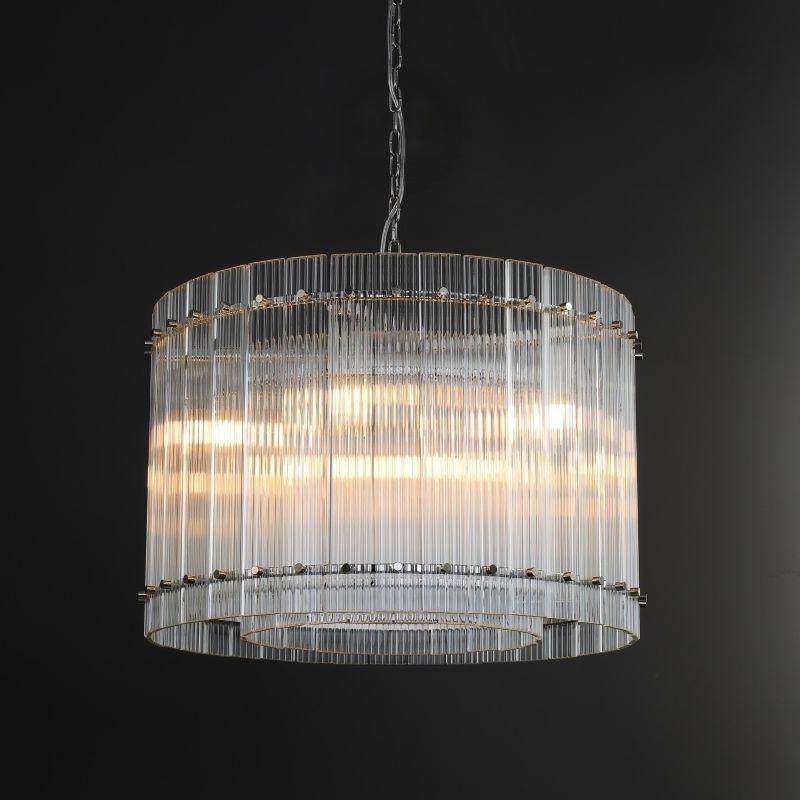 22 Inch Ribbed Glass Round Chandelier - San Marco