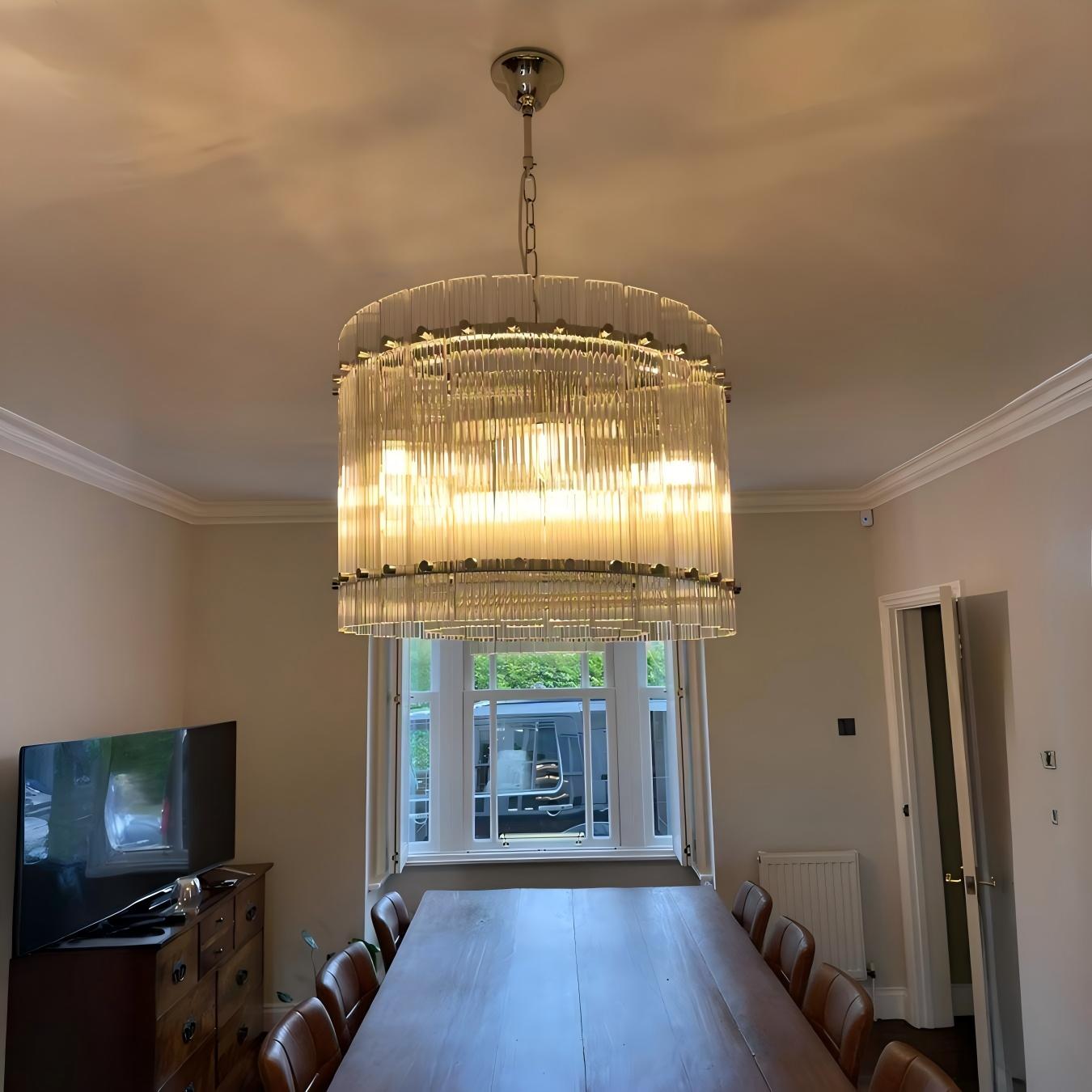 22 Inch Ribbed Glass Round Chandelier - San Marco