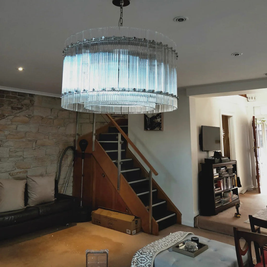 22 Inch Ribbed Glass Round Chandelier - San Marco