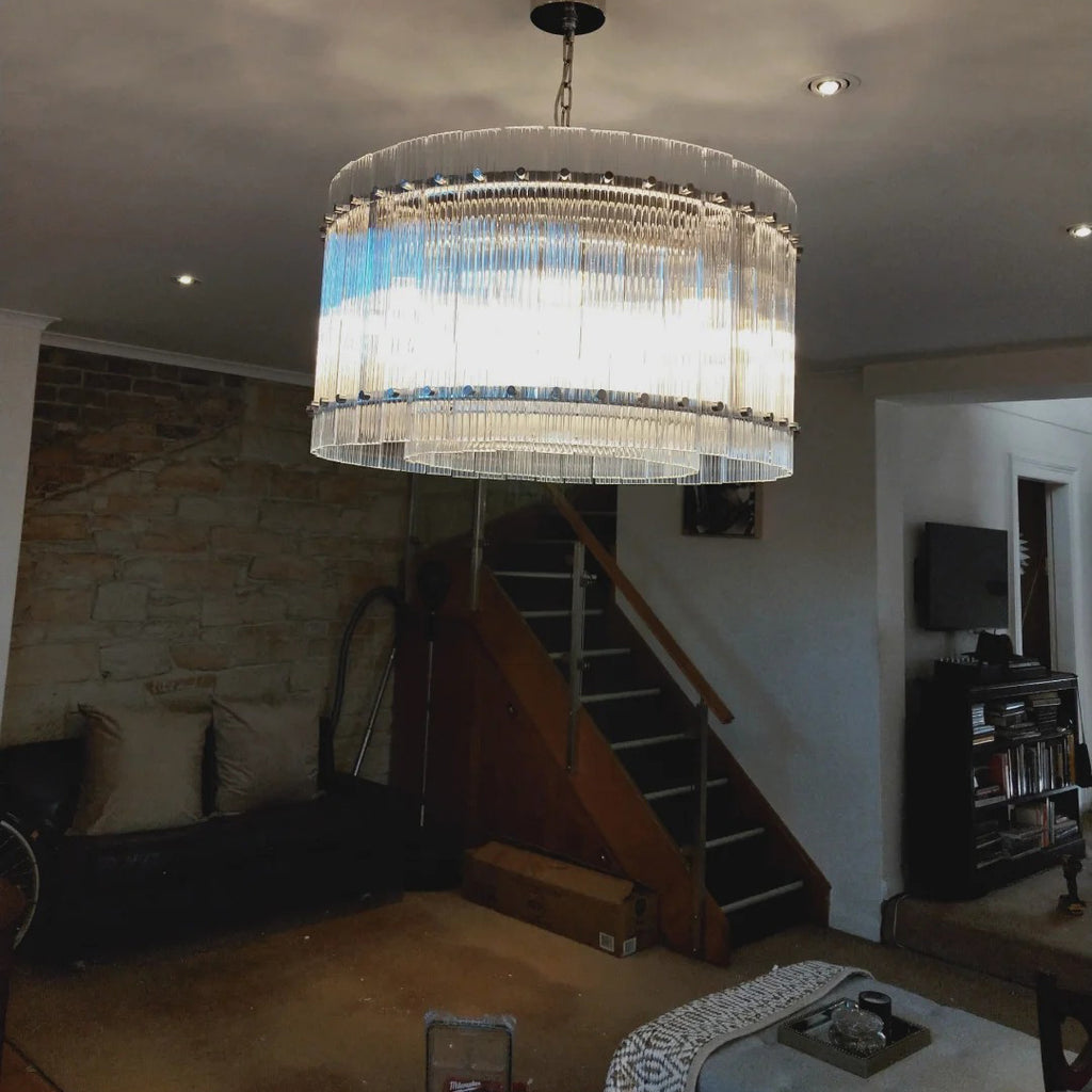 22 Inch Ribbed Glass Round Chandelier - San Marco