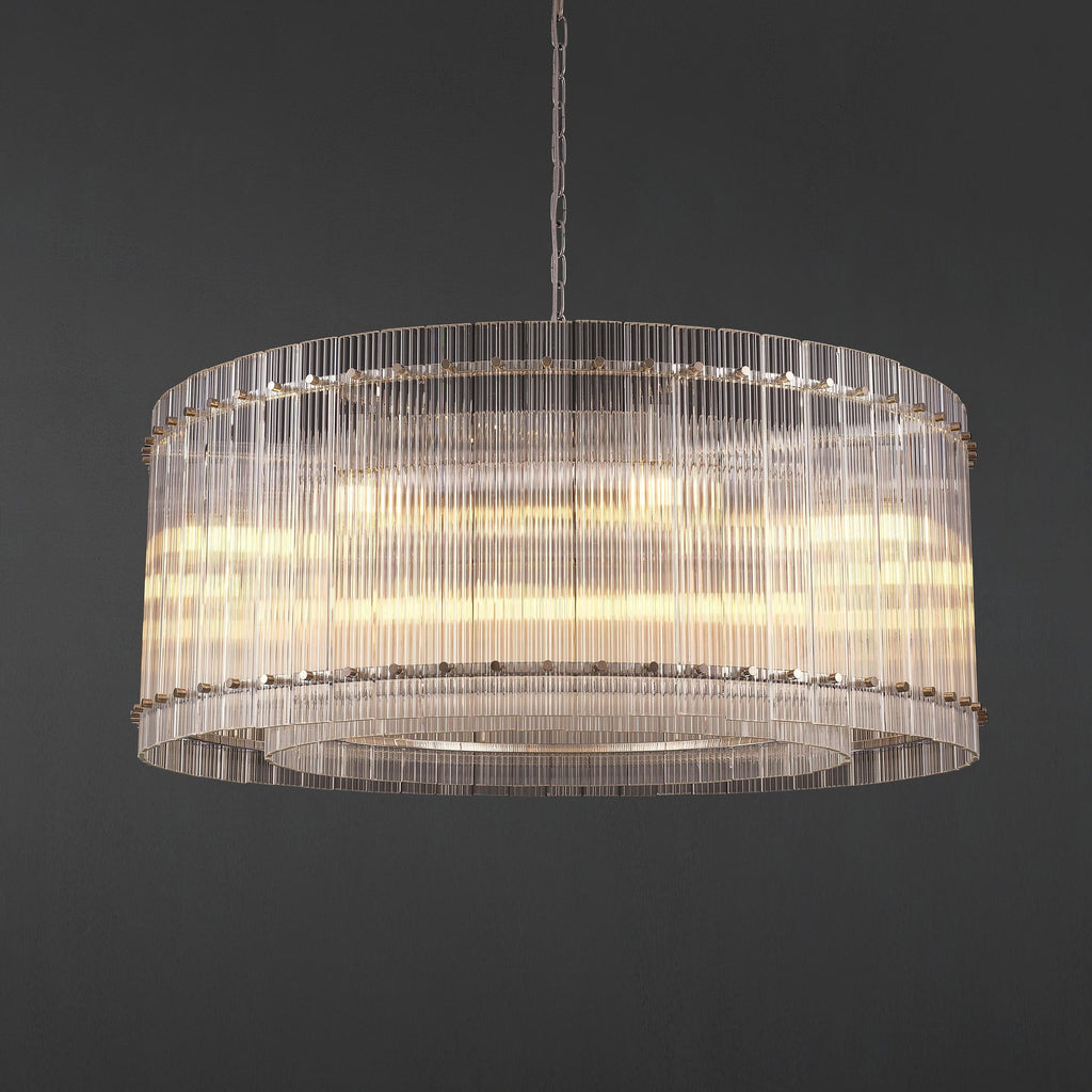 37 Inch Ribbed Glass Round Chandelier - San Marco