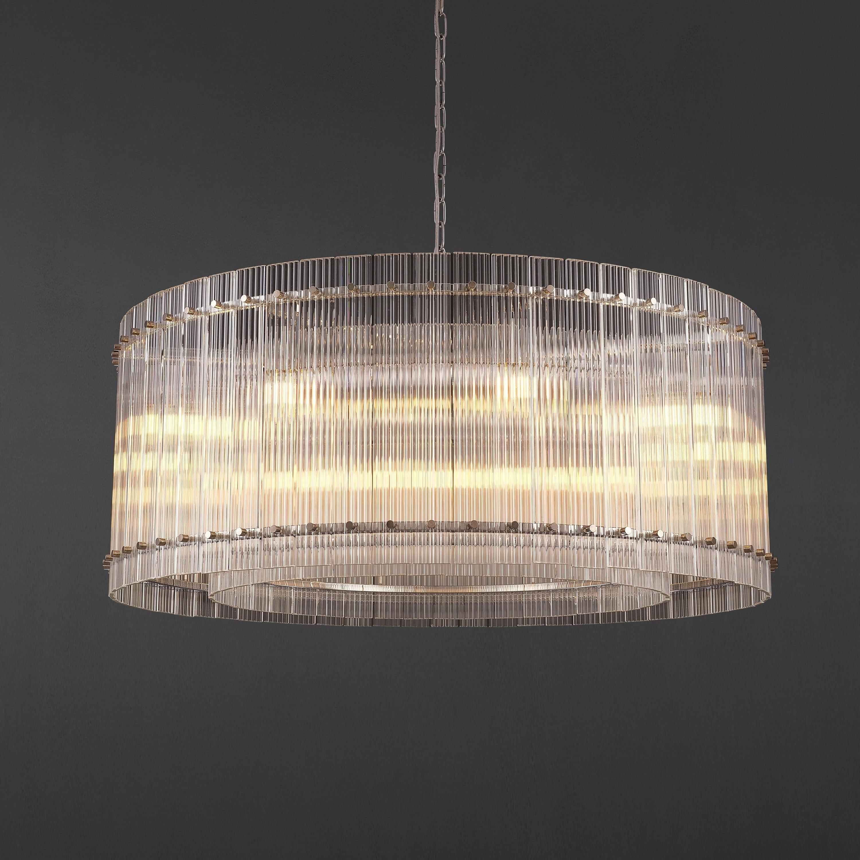37 Inch Ribbed Glass Round Chandelier - San Marco