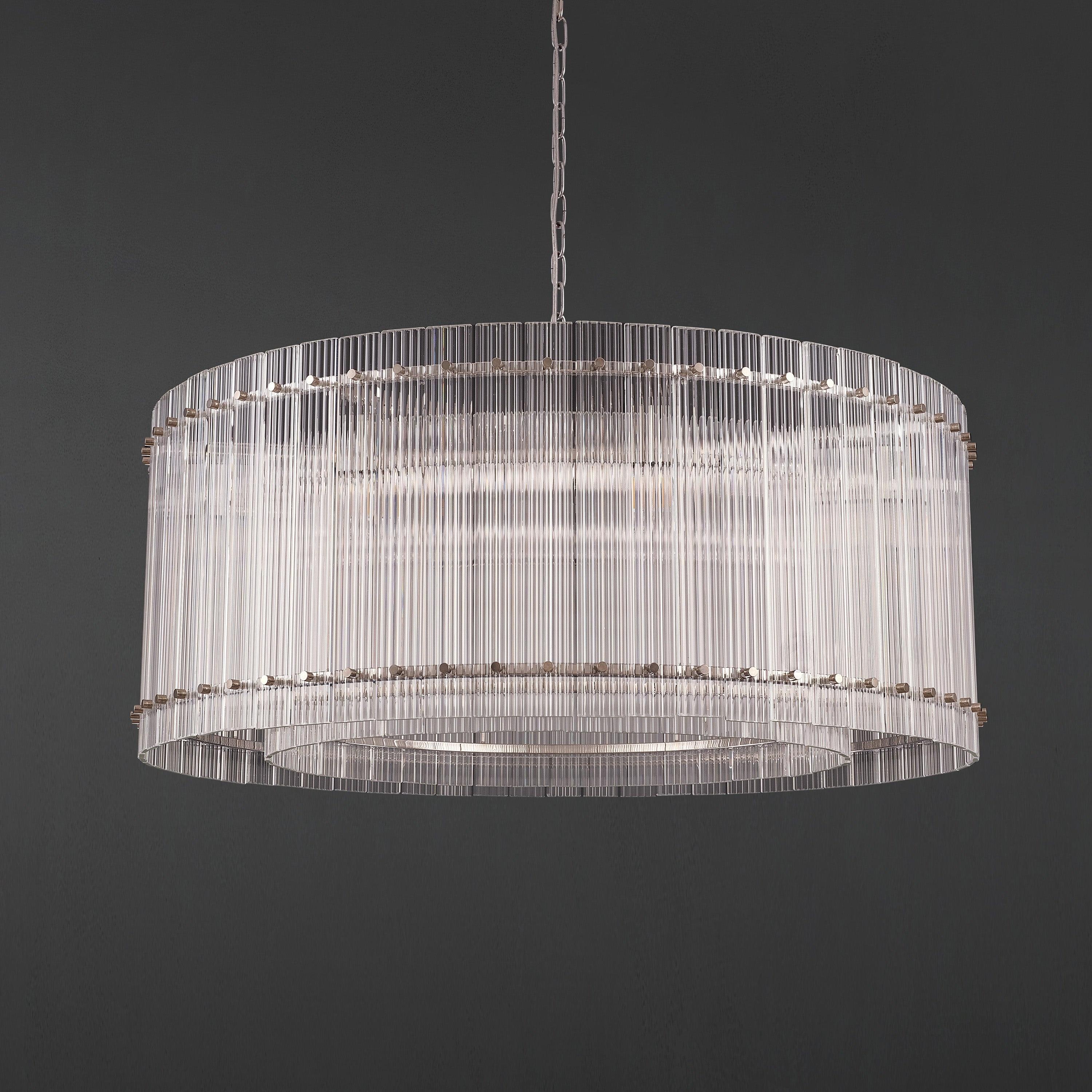 37 Inch Ribbed Glass Round Chandelier - San Marco