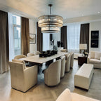 48 Inch Ribbed Glass Two-Tier Chandelier - San Marco