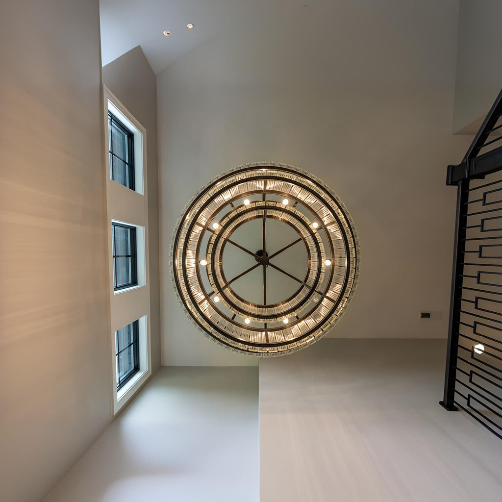 48 Inch Ribbed Glass Two-Tier Chandelier - San Marco