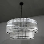48 Inch Ribbed Glass Two-Tier Chandelier - San Marco