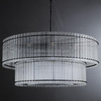 60 Inch Ribbed Glass Two-Tier Chandelier - San Marco