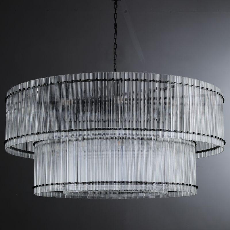 60 Inch Ribbed Glass Two-Tier Chandelier - San Marco
