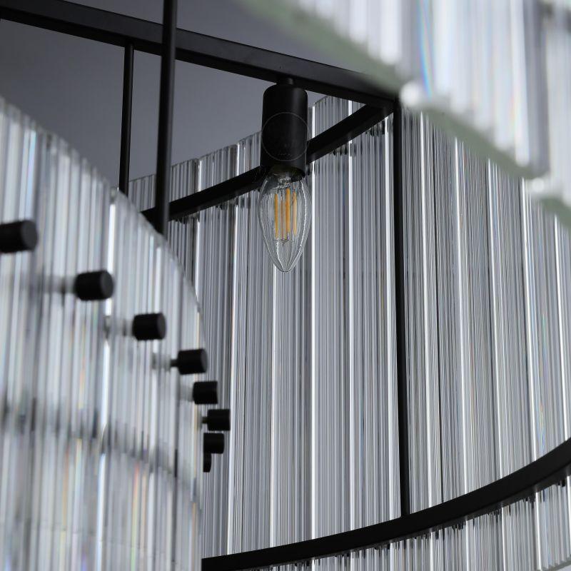 60 Inch Ribbed Glass Two-Tier Chandelier - San Marco