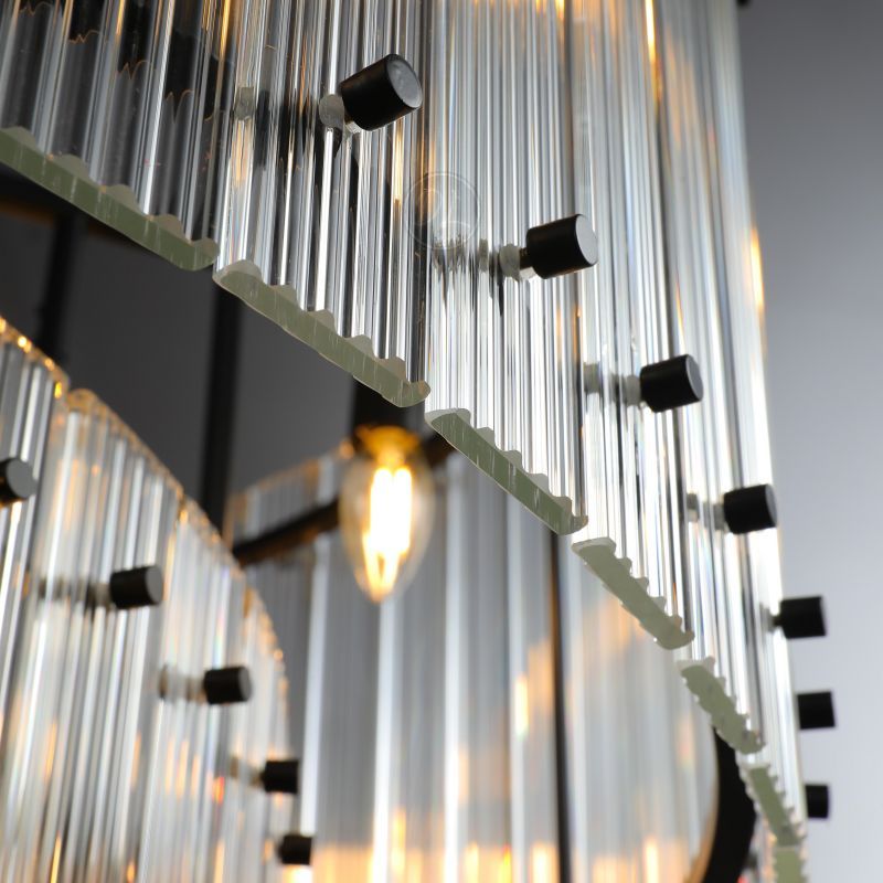 60 Inch Ribbed Glass Two-Tier Chandelier - San Marco