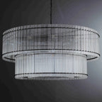 60 Inch Ribbed Glass Two-Tier Chandelier - San Marco