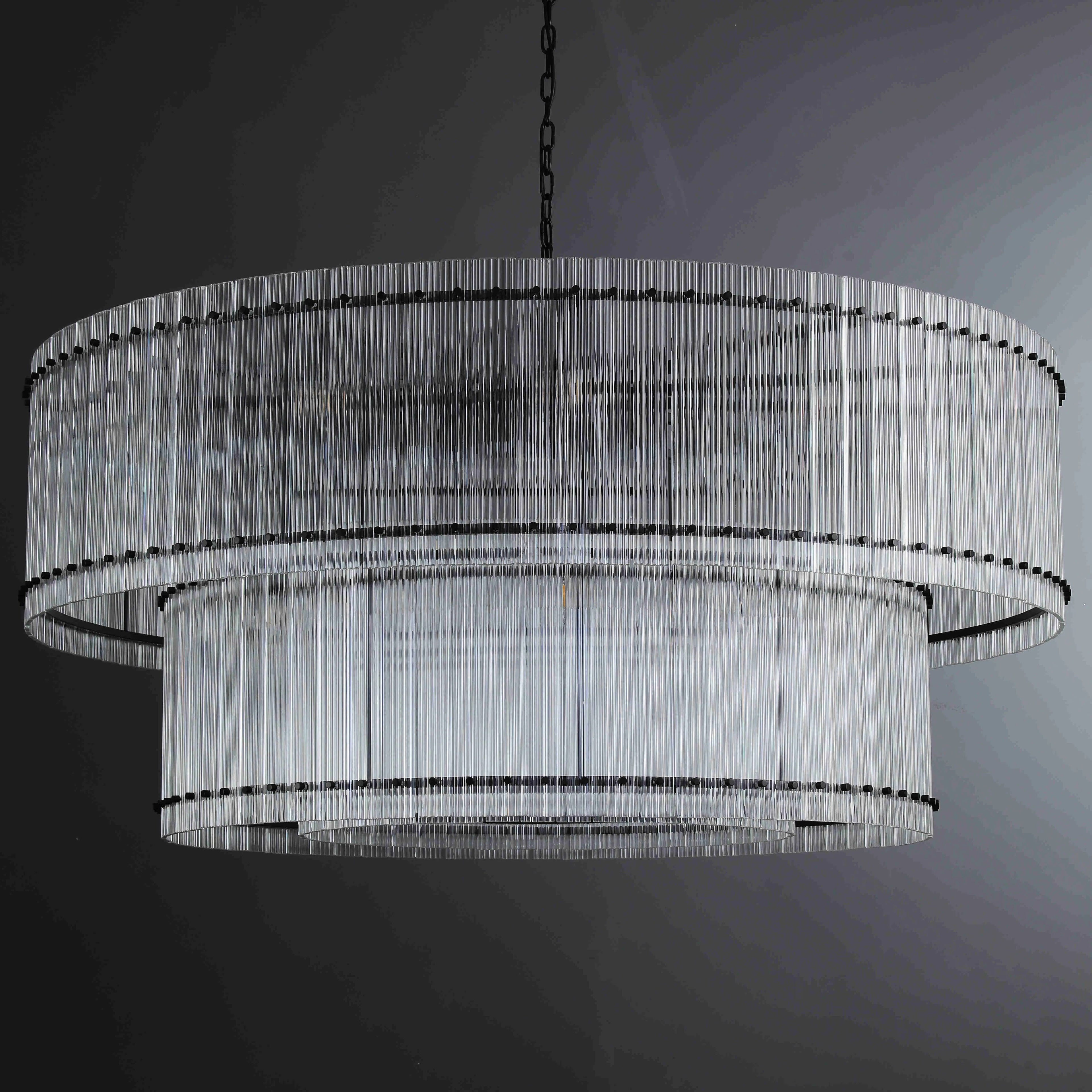 60 Inch Ribbed Glass Two-Tier Chandelier - San Marco