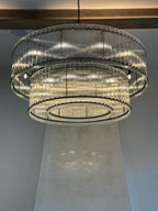 60 Inch Ribbed Glass Two-Tier Chandelier - San Marco