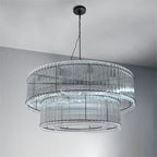 60 Inch Ribbed Glass Two-Tier Chandelier - San Marco