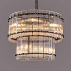 22 Inch Ribbed Glass Two-Tier Chandelier - San Marco