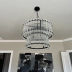 22 Inch Ribbed Glass Two-Tier Chandelier - San Marco