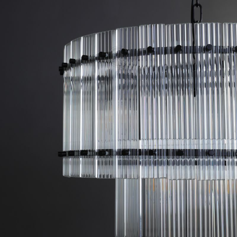 22 Inch Ribbed Glass Two-Tier Chandelier - San Marco