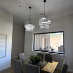 22 Inch Ribbed Glass Two-Tier Chandelier - San Marco