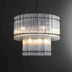 22 Inch Ribbed Glass Two-Tier Round Chandelier - San Marco