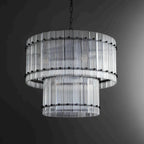 22 Inch Ribbed Glass Two-Tier Round Chandelier - San Marco